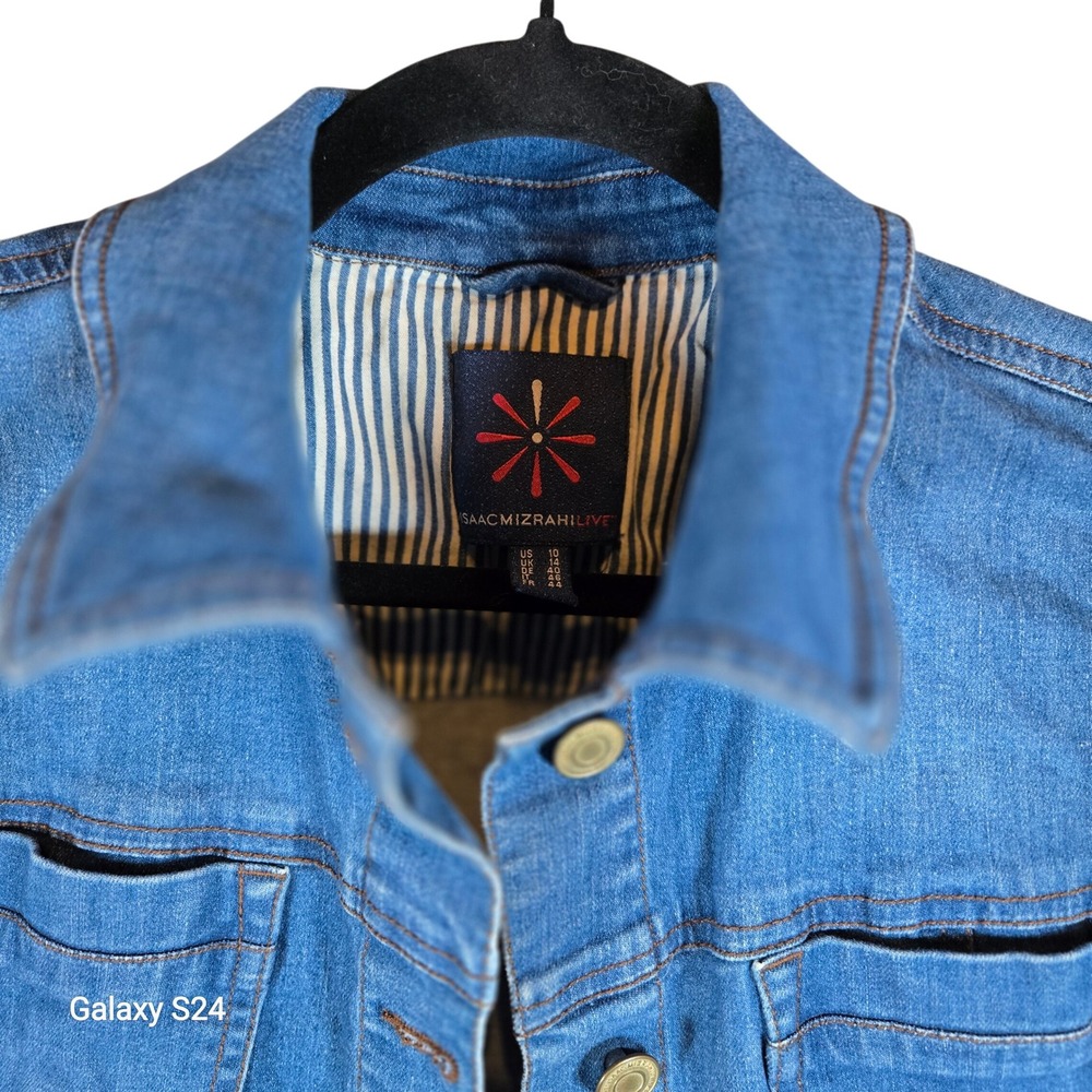 Isaac Mizrahi Live Denim Jacket Blue Jean Classic‎ Button Front Women's Size 10
